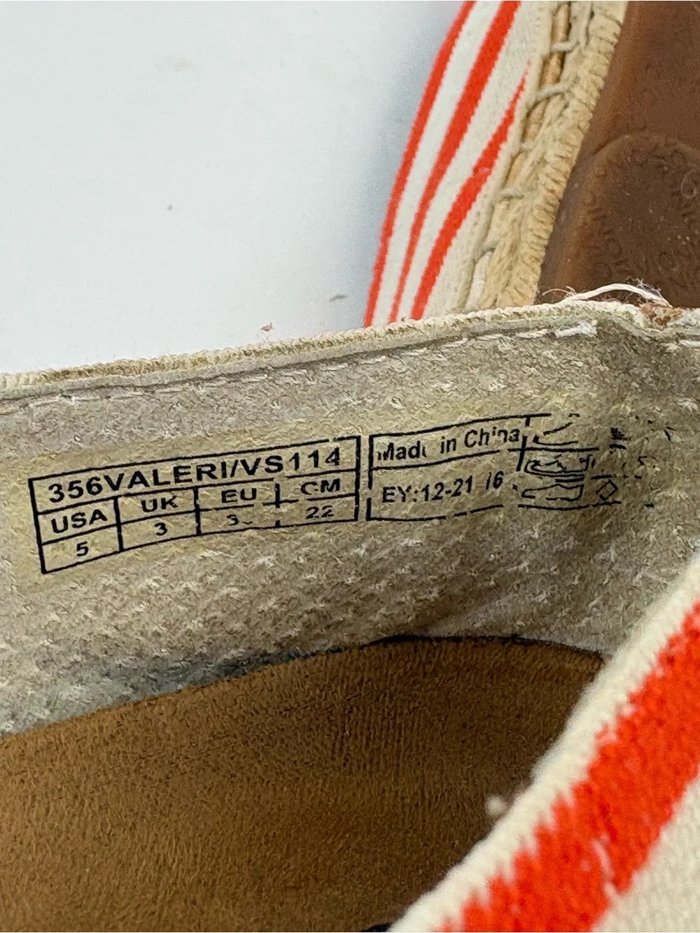 Vionic Valeri Orange White Striped Espadrille Slip-on Shoes Women’s Size 5
